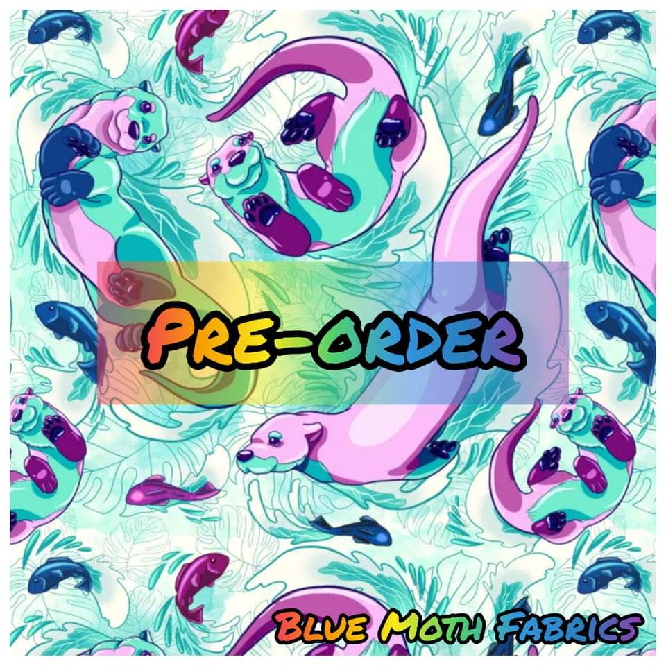 PRE-ORDER. Otters faux leather / vinyl fabric. 40x130cm – BlueMothFabrics