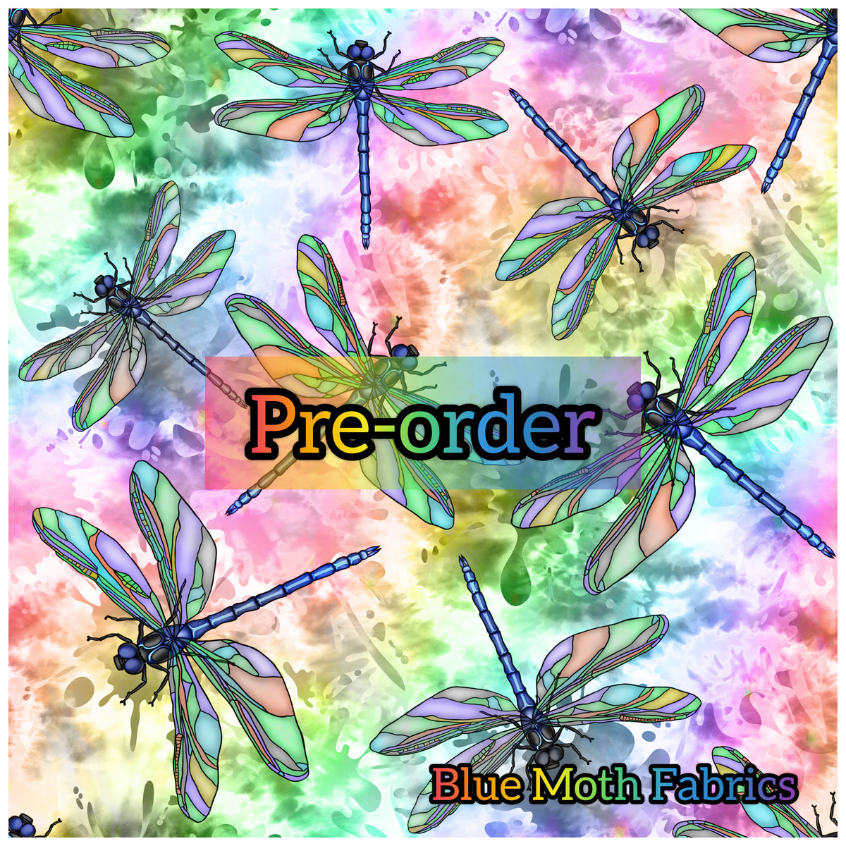 Pre-order. Rainbow Dragonfly Fabric. By Meter – Bluemothfabrics