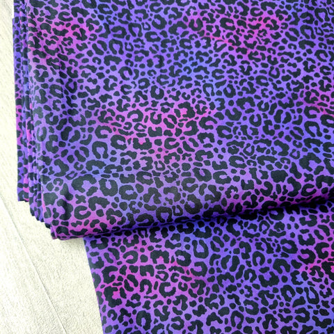 Purple leopard 100% cotton poplin fabric