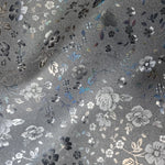 Matte black with holographic flowers Faux leather / vinyl fabric. 39x67cm roll - BlueMothFabrics