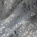 31x42cm BOLT END. Matte black with holographic flowers Faux leather / vinyl fabric. - BlueMothFabrics