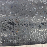 31x42cm BOLT END. Matte black with holographic flowers Faux leather / vinyl fabric. - BlueMothFabrics