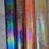 Floral Holographic soft Faux leather / vinyl fabric. 39x65cm roll