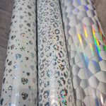 White Holographic vinyl fabric. 39x65cm roll