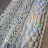 White Holographic vinyl fabric. 39x65cm roll