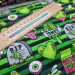 Green zombie stripe heavyweight jersey fabrics - BlueMothFabrics
