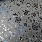 Matte black with holographic flowers Faux leather / vinyl fabric. 39x67cm roll - BlueMothFabrics
