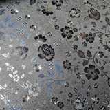 31x42cm BOLT END. Matte black with holographic flowers Faux leather / vinyl fabric. - BlueMothFabrics