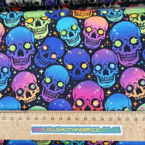 Rainbow skulls 100% cotton poplin fabric