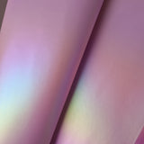 39x 45cm BOLT END. Pink Pastel Metallic Holo Faux leather / vinyl fabric. - BlueMothFabrics