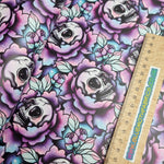 Skull Peony flower Faux leather / vinyl fabric. 39x66cm roll