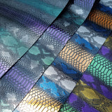 Multicoloured Snake Effect Faux leather / vinyl fabric. 39x70cm roll