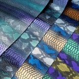 Multicoloured Snake Effect Faux leather / vinyl fabric. 39x70cm roll