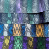 Multicoloured Snake Effect Faux leather / vinyl fabric. 39x70cm roll