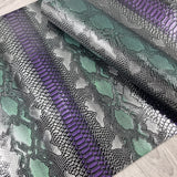 Multicoloured Snake Effect Faux leather / vinyl fabric. 39x70cm roll