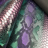 Multicoloured Snake Effect Faux leather / vinyl fabric. 39x70cm roll