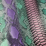 Multicoloured Snake Effect Faux leather / vinyl fabric. 39x70cm roll