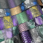 Multicoloured Snake Effect Faux leather / vinyl fabric. 39x70cm roll