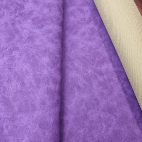 Purple 25x122cm BOLT END. Soft Marble Faux leather / vinyl fabric. - BlueMothFabrics