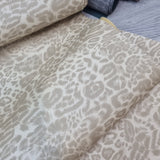 Beige 43x120cm BOLT END. Leopard Shimmer Matte soft Faux leather / vinyl fabric. - BlueMothFabrics