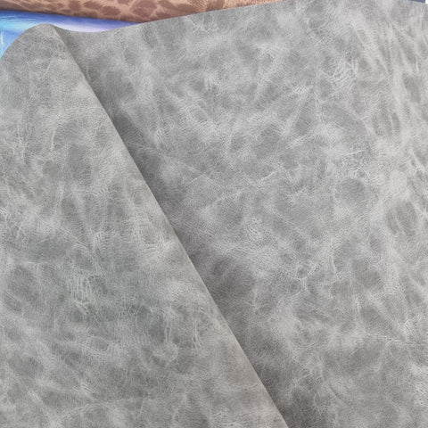 Grey 32x140cm BOLT END. Soft Marble Faux leather / vinyl fabric. - BlueMothFabrics