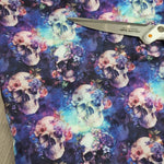 98cm BOLT END. Skulls and flowers 100% cotton poplin fabric - BlueMothFabrics