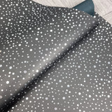 Silver Dots Metallic PVC Faux vinyl fabric. 39x67cm roll