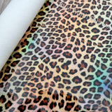 Gloss Leopard PVC Faux leather / vinyl fabric. 39x67cm roll