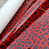 Gloss Leopard PVC Faux leather / vinyl fabric. 39x67cm roll