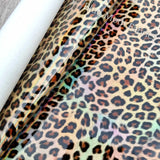 Gloss Leopard PVC Faux leather / vinyl fabric. 39x67cm roll