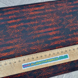 1.05m BOLT END. Grunge Stripe Spiderweb Red jersey fabric - BlueMothFabrics