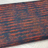 1.05m BOLT END. Grunge Stripe Spiderweb Red jersey fabric - BlueMothFabrics