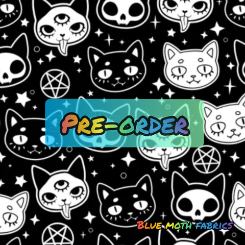 PRE-ORDER. Gothic Cats Faux leather / vinyl fabric. 39x130cm