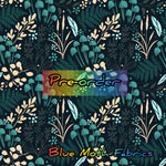 PRE-ORDER. Minimal floral teal fabric. By METER