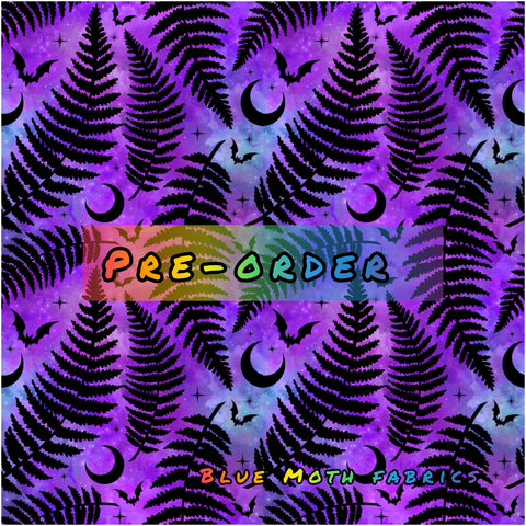 PRE-ORDER. Fern purple fabric. By METER - BlueMothFabrics