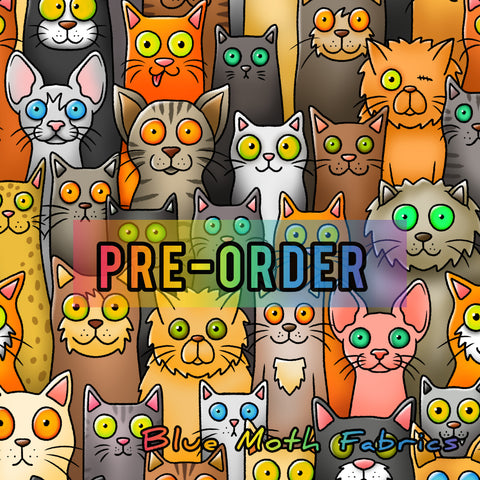 PRE-ORDER. Cats Faux leather / vinyl fabric. 39x130cm