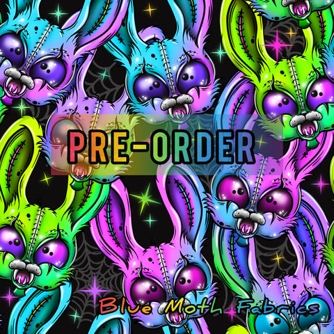 PRE-ORDER. Zombie bunny Faux leather / vinyl fabric. 39x130cm