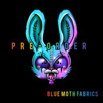 PRE-ORDER. PANEL Zombie Bunny Blue Faux leather / vinyl fabric. 30x30cm