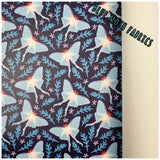 Lunar Moth Faux leather / vinyl fabric. 39x66cm roll - BlueMothFabrics