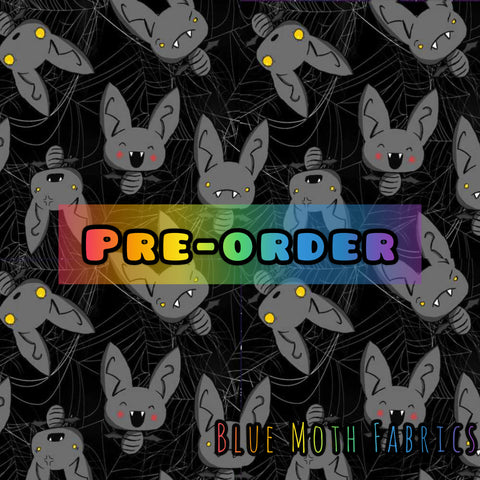 PRE-ORDER. Spooky Bats Dark fabric. By METER - BlueMothFabrics