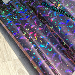 Neon bats and moons Holographic PVC Faux leather / vinyl fabric. 40x67cm roll