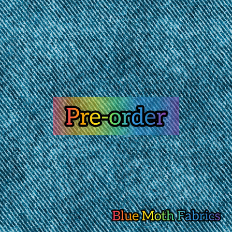 PRE-ORDER. Teal jeans denim effect faux leather / vinyl fabric. 39x130cm