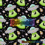 PRE-ORDER. Green Alien fabric. By METER - BlueMothFabrics
