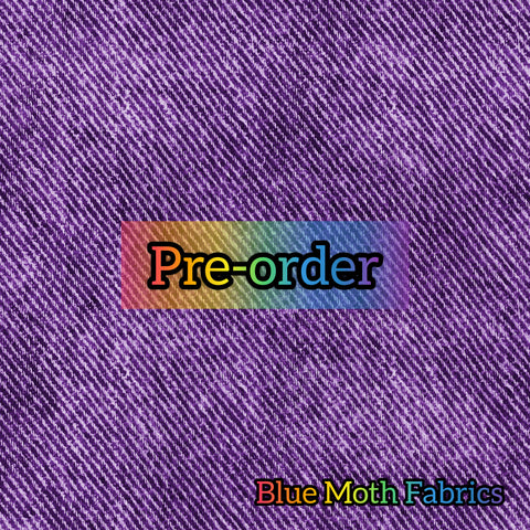 PRE-ORDER. Jeans Effect purple fabric. By METER - BlueMothFabrics