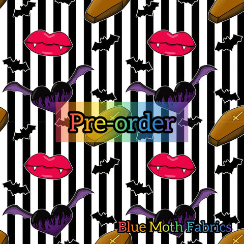 PRE-ORDER. Bat heart coffin fabric. By METER