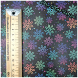 Rainbow snowflakes Faux leather / vinyl fabric. 39x66cm roll