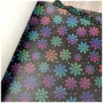 Rainbow snowflakes Faux leather / vinyl fabric. 39x66cm roll