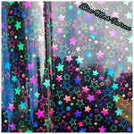 Rainbow Stars Shimmer PVC Faux leather / vinyl fabric. 40x67cm roll