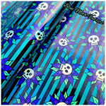 Skull flowers Holographic PVC Faux leather / vinyl fabric. 40x67cm roll