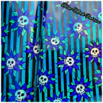 Skull flowers Holographic PVC Faux leather / vinyl fabric. 40x67cm roll